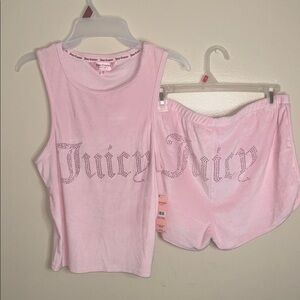 Juicy Couture Light Pink Rhinestone Tank and Shorts Set